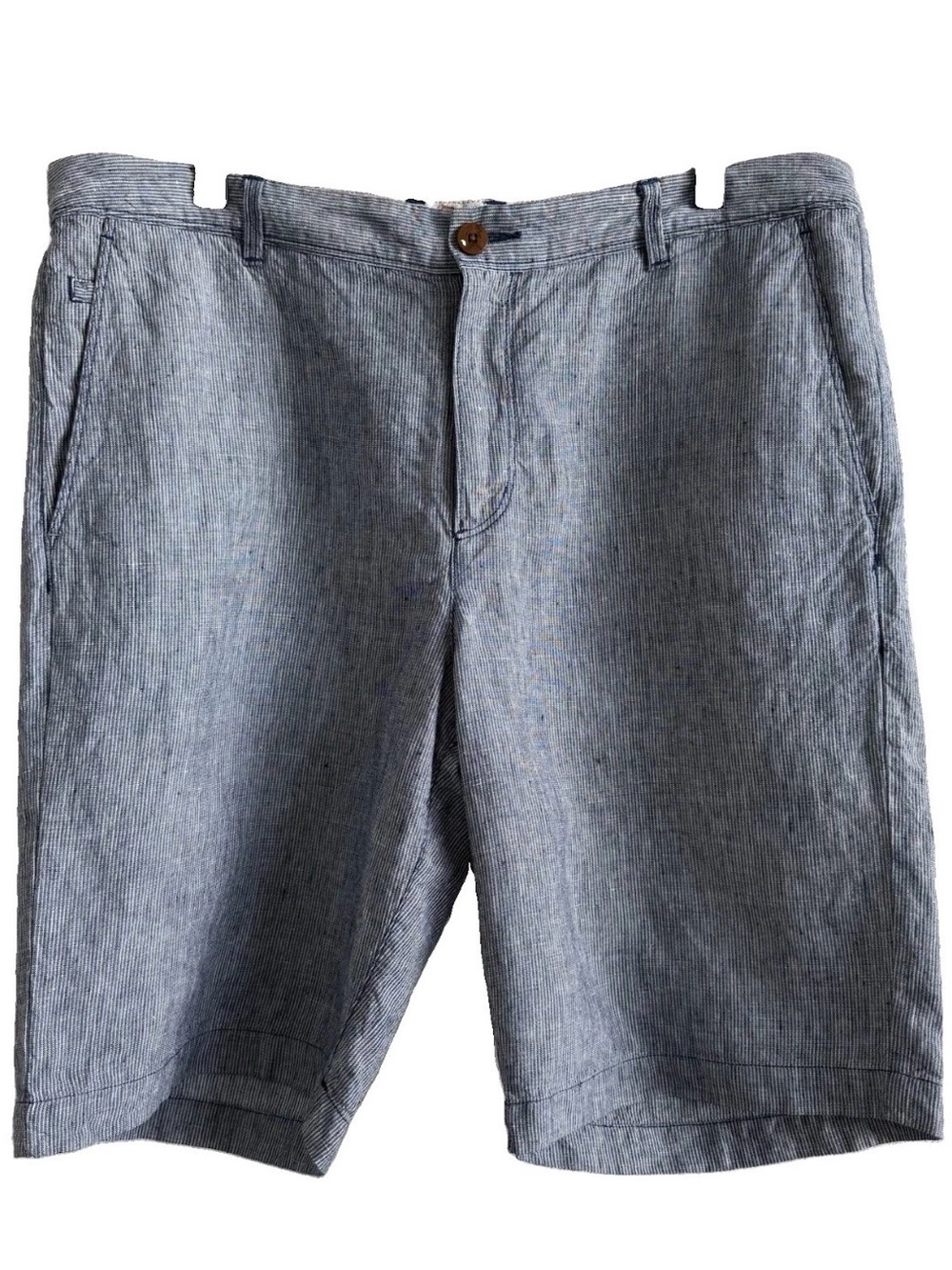 Tommy Bahama Mens 100% Linen Blue & White Pinstripe Dress Shorts 34 x 9” Inseam